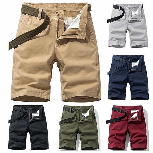 Men's Cargo Shorts Chino Shorts Bermuda shorts Work Shorts Pocket Plain Comfort Breathable Knee Length Outdoor Casual Daily Cotton Blend Fashion Streetwear Black Wine