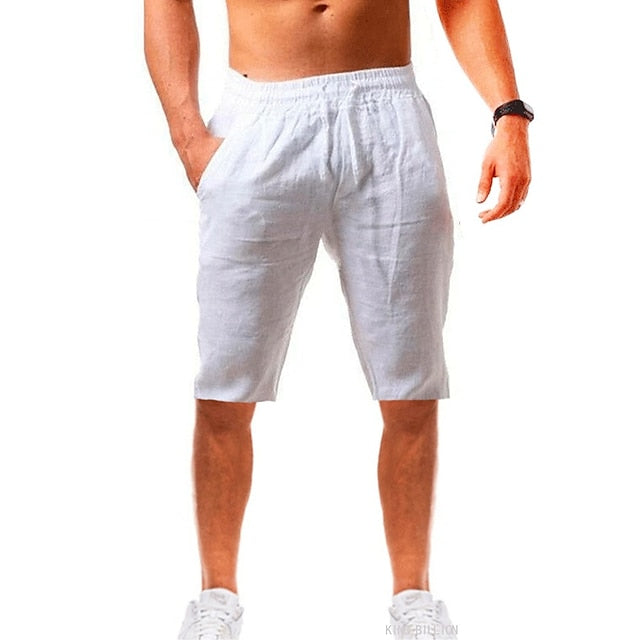 Men's Shorts Linen Shorts Summer Shorts Beach Shorts Drawstring Plain Business Beach Yoga Linen / Cotton Blend Hawaiian Casual Light Khaki. Black