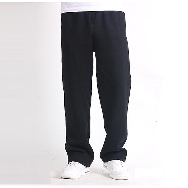 Men's Sweatpants Joggers Trousers Elastic Waist Straight Leg Solid Color Plain Breathable Comfortable Full Length Sports Outdoor Daily Wear Cotton Blend Casual / Sporty Athleisure Black Wine