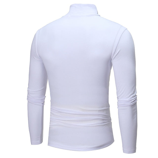 Men's T shirt Tee Turtleneck shirt Long Sleeve Shirt Plain Rolled collar Outdoor Casual Long Sleeve Clothing Apparel Lightweight Classic Casual Slim Fit