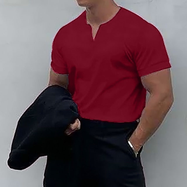 Men's T shirt Tee Plain V Neck Casual Holiday Short Sleeve Clothing Apparel Sports Fashion Lightweight Muscle