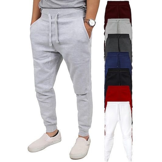 Men's Sweatpants Joggers Winter Pants Trousers Pocket Drawstring Elastic Waist Solid Color Warm Full Length Daily Casual Plus velvet Loose Fit Light gray-pure light board Dark gray-light board pure