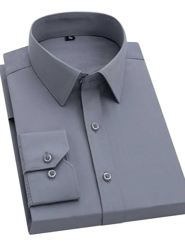 Men's Dress Shirt Black White Yellow Long Sleeve Curve Turndown Spring &  Fall Wedding Clothing Apparel