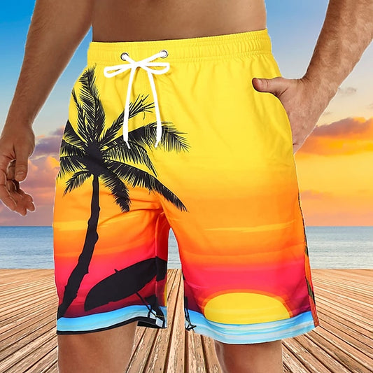 Men's Board Shorts Swim Shorts Swim Trunks Bermuda shorts Beach Shorts Drawstring Elastic Waist 3D Print Graphic Coconut Tree Breathable Quick Dry Short Casual Daily Holiday Streetwear Hawaiian