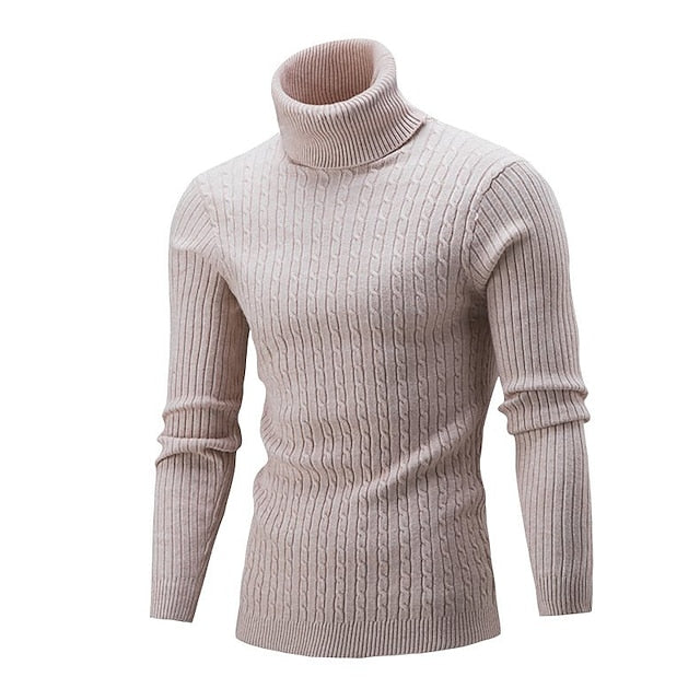 Men's Sweater Pullover Sweater Jumper Turtleneck Sweater Cable Knit Retro Stylish Color Block Turtleneck Beaded Edge Sweaters Daily Holiday Clothing Apparel Winter Black White XS S M