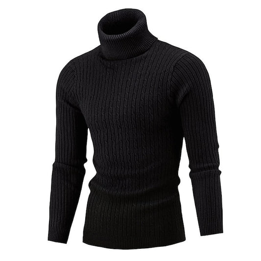 Men's Sweater Pullover Sweater Jumper Turtleneck Sweater Cable Knit Retro Stylish Color Block Turtleneck Beaded Edge Sweaters Daily Holiday Clothing Apparel Winter Black White XS S M