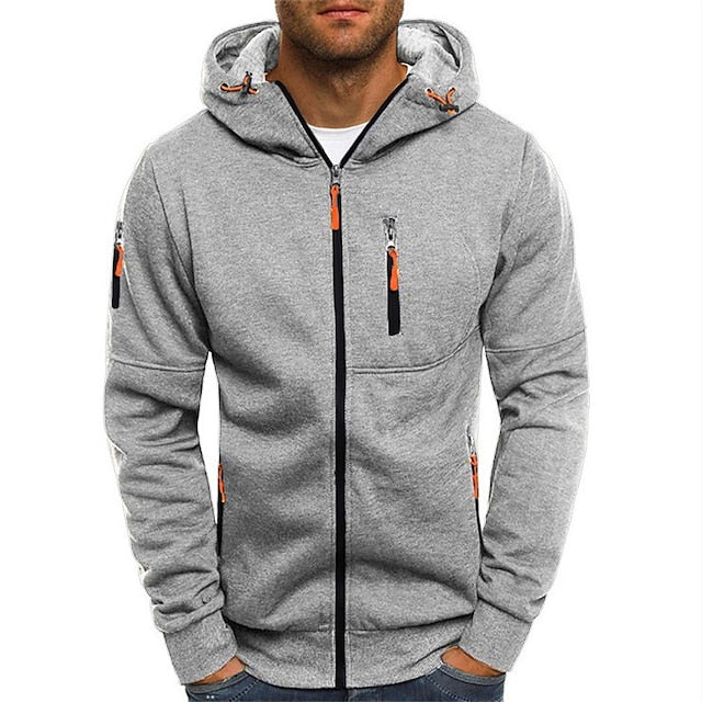 Men's Full Zip Hoodie Jacket Sweat Jacket Black White Wine Navy Blue Royal Blue Hooded Solid Color Zipper Casual Fleece Cool Casual Big and Tall Winter Spring &  Fall Clothing Apparel Hoodies