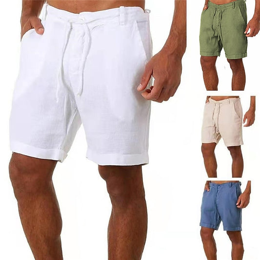 Men's Shorts Linen Shorts Summer Shorts Bermuda shorts Pocket Drawstring Plain Breathable Soft Short Daily Holiday Beach Linen / Cotton Blend Stylish Casual Black White Micro-elastic