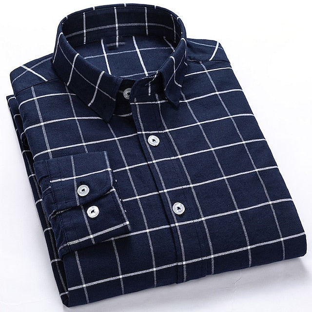 Men's Dress Shirt Button Down Shirt Collared Shirt Wine Black White Long Sleeve Plaid Turndown Spring Fall Wedding Outdoor Clothing Apparel