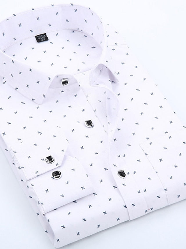 Men's Button Up Shirt Dress Shirt Collared Shirt White Pink Blue Long Sleeve Graphic Prints Wedding Party Clothing Apparel