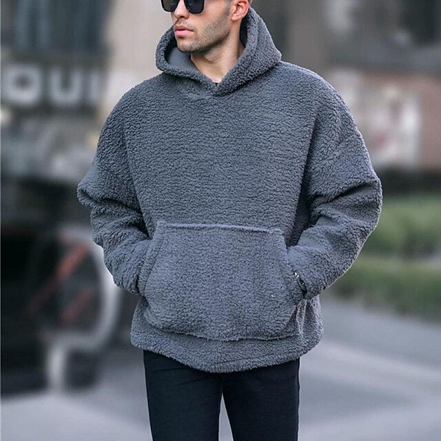 Men's Hoodie Black White Navy Blue Brown Dark Gray Hooded Plain Sports & Outdoor Daily Holiday Cool Casual Thin fleece Fall & Winter Clothing Apparel Hoodies Sweatshirts