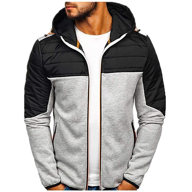 Men's Hoodie Full Zip Hoodie Jacket Outerwear Black Navy Blue Gray Hooded Color Block Patchwork Sports & Outdoor Daily Holiday Streetwear Cool Casual Fall & Winter Clothing Apparel Hoodies