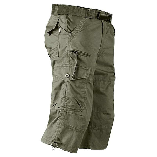 Men's Cargo Shorts Capri shorts Capri Pants Hiking Shorts Elastic Waist Multi Pocket With Belt Plain Comfort Breathable Calf-Length Daily Sports Streetwear Cotton Cotton Blend Stylish Casual / Sporty