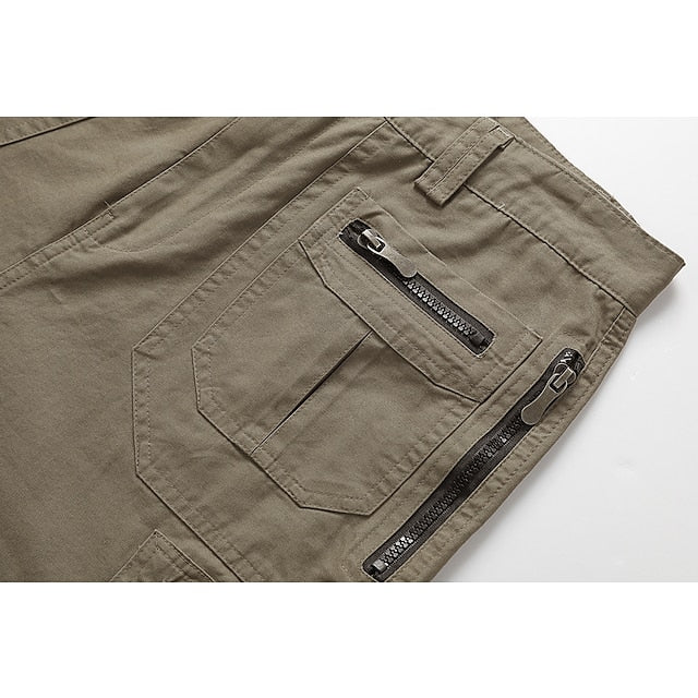 Men's Tactical Shorts Cargo Shorts Zipper Pocket Multi Pocket Plain Comfort Wearable Calf-Length Casual Daily Holiday 100% Cotton Sports Fashion Black Light Green