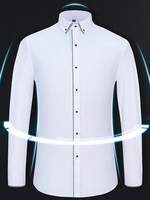 Men's Casual Shirt Dress Shirt Button Down Shirt Collared Shirt Tuxedo Shirts Light Pink Black-White White Long Sleeve Graphic Prints Turndown Spring Autumn / Fall Wedding Party Clothing Apparel