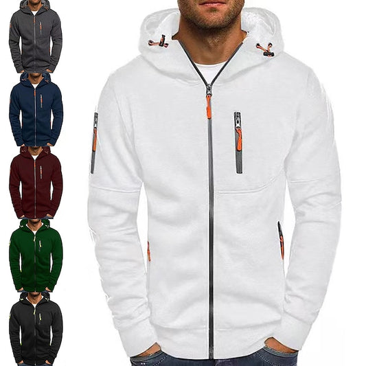 Men's Full Zip Hoodie Jacket Sweat Jacket Black White Wine Navy Blue Royal Blue Hooded Solid Color Zipper Casual Fleece Cool Casual Big and Tall Winter Spring &  Fall Clothing Apparel Hoodies