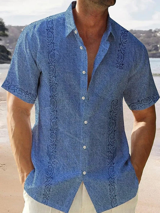 Men's Casual Shirt Summer Shirt Beach Shirt White Pink Blue Short Sleeve Graphic Prints Lapel Spring & Summer Hawaiian Holiday Clothing Apparel Front Pocket