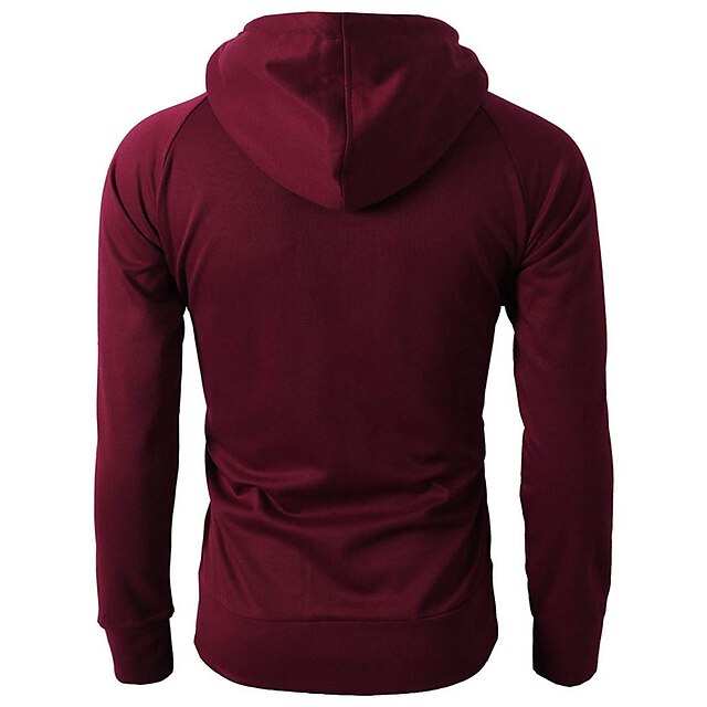 Men's Hoodie Full Zip Hoodie Jacket Outerwear Apricot Black Wine Army Green Navy Blue Hooded Plain Sports & Outdoor Daily Holiday Cool Casual Thin fleece Fall & Winter Clothing Apparel Hoodies