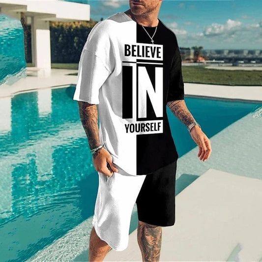 Men's T-shirt Suits Tracksuit Tennis Shirt Shorts and T Shirt Set Graphic Tee Graphic Letter Summer Spring Outdoor Street Daily Sports Designer Sportswear Crew Neck Short Sleeve Clothing Apparel