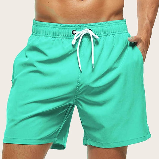 Men's Board Shorts Swim Shorts Swim Trunks Beach Shorts Drawstring with Mesh lining Elastic Waist Plain Breathable Soft Short Casual Daily Holiday Streetwear Hawaiian Black Green Black Micro-elastic