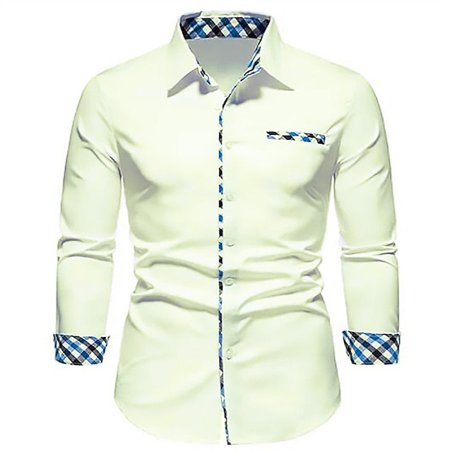 Men's Button Up Shirt Dress Shirt Collared Shirt Light Pink White Light Green Long Sleeve Graphic Turndown Spring Fall Wedding Outdoor Clothing Apparel Button-Down