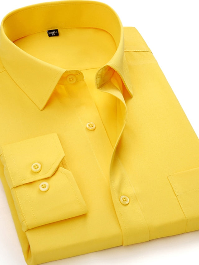 Men's Button Up Shirt Dress Shirt Collared Shirt Black White Yellow Long Sleeve Graphic Prints Turndown All Seasons Wedding Work Clothing Apparel