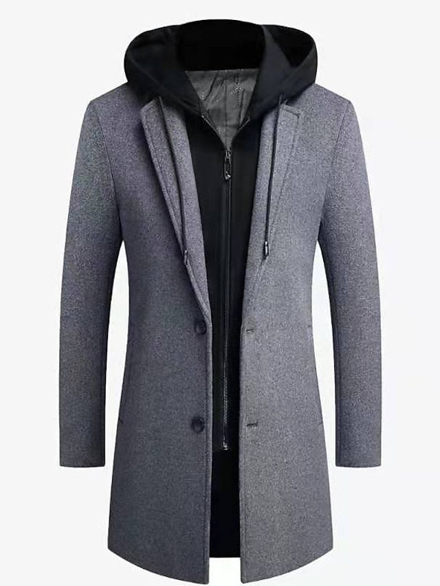 Men's Winter Coat Wool Coat Overcoat Trench Coat Outdoor Street Spring Fall Winter Polyester Thermal Warm Warm Outerwear Clothing Apparel Business Casual Plain Pocket Notch lapel collar Single