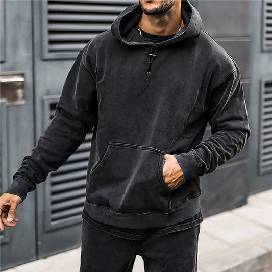 Men's Hoodie Black Hooded Plain Sports & Outdoor Daily Holiday Streetwear Cool Casual Spring &  Fall Clothing Apparel Hoodies Sweatshirts