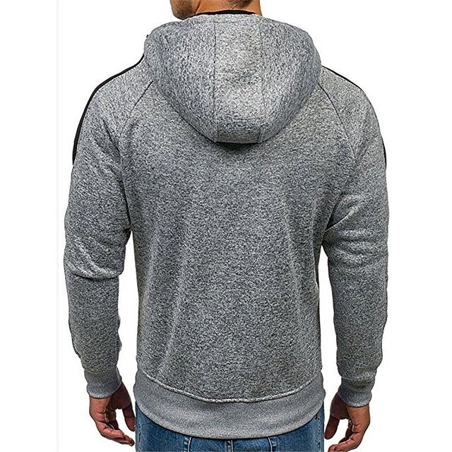 Men's Hoodie Full Zip Hoodie Jacket Outerwear Black Light Grey Dark Gray Hooded Color Block Patchwork Sports & Outdoor Daily Holiday Cool Casual Thin fleece Fall & Winter Clothing Apparel Hoodies