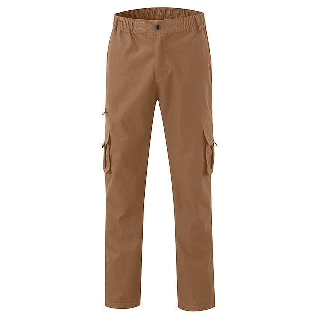 Men's Cargo Pants Cargo Trousers Work Pants Elastic Waist Multi Pocket Straight Leg Plain Work Cotton Blend Simple Casual Navy ArmyGreen