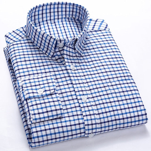 Men's Dress Shirt Button Down Shirt Collared Shirt Wine Black White Long Sleeve Plaid Turndown Spring Fall Wedding Outdoor Clothing Apparel