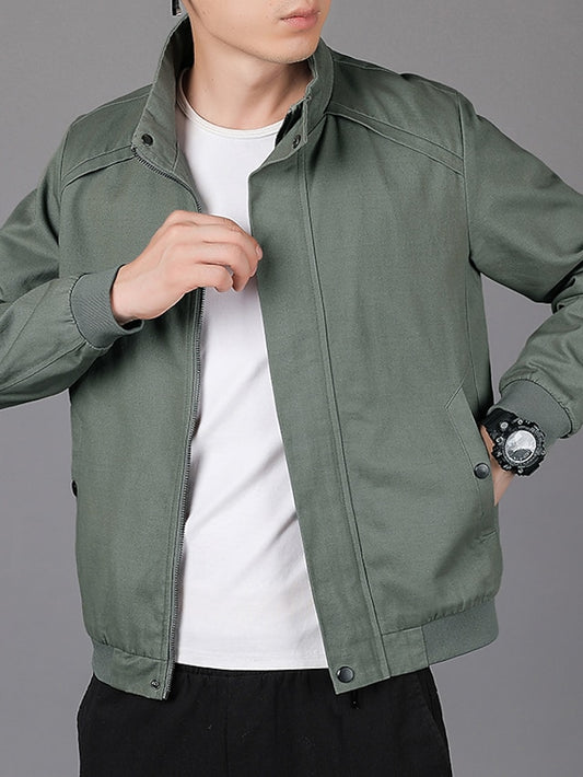 Men's Jacket Work Business Vintage Style Fall Winter Solid Color Classic Regular Brown black Green khaki Jacket