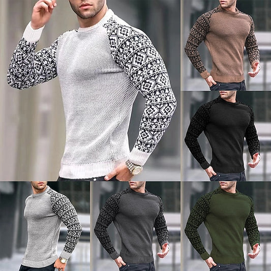 Men's Sweater Pullover Sweater Jumper Ribbed Knit Cropped Knitted Color Block Crew Neck Basic Stylish Outdoor Daily Clothing Apparel Winter Fall Black Army Green S M L