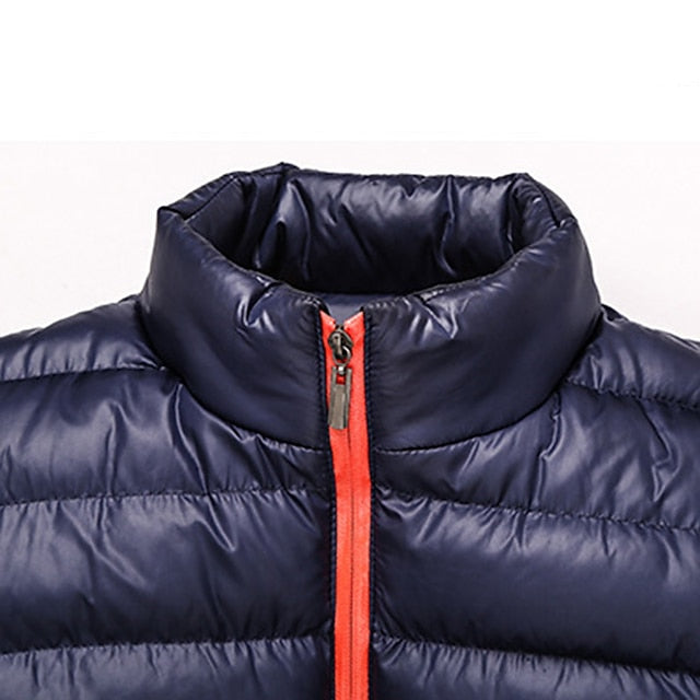 Men's Puffer Jacket Winter Jacket Quilted Jacket Winter Coat Cardigan Windproof Warm Hiking Quilted Outerwear Clothing Apparel Black Burgundy Blue