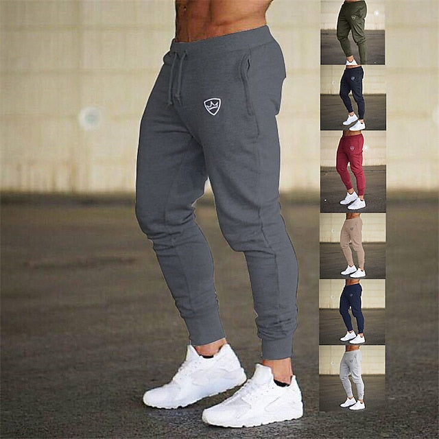 Men's Sweatpants Joggers Trousers Track Pants Drawstring Elastic Waist Geometric Pattern Sports Outdoor Cotton Blend Athleisure ArmyGreen Black