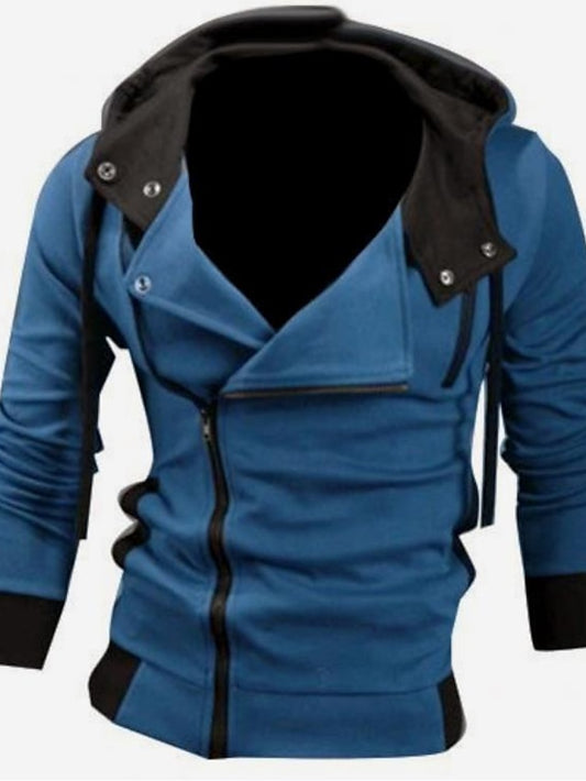 Men's Lightweight Jacket Summer Jacket Hoodied Jacket Street Leisure Sports Summer Spring Fall Solid Color Blue Dark Gray Coffee Jacket