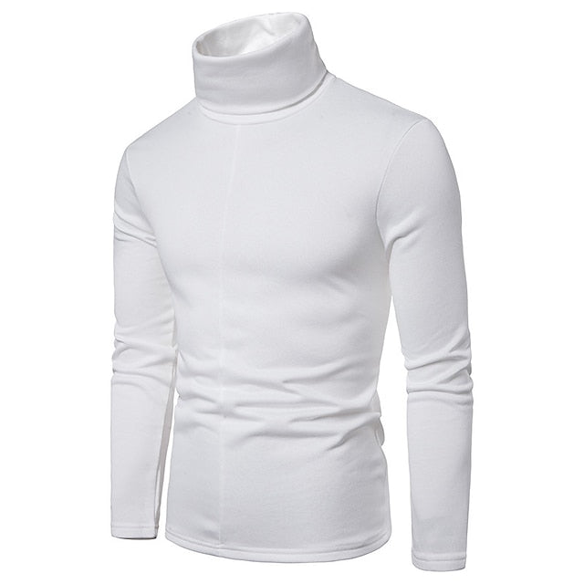 Men's T shirt Tee Turtleneck shirt Long Sleeve Shirt Rolled collar Casual Long Sleeve Clothing Apparel Distressed Essential