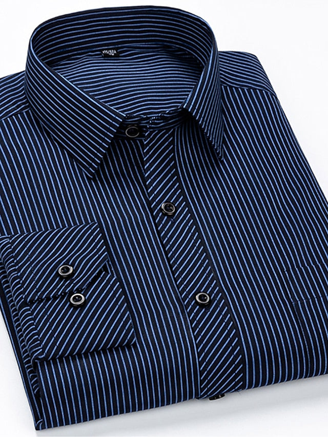 Men's Button Up Shirt Dress Shirt Collared Shirt Navy Blue Royal Blue Blue Long Sleeve Curve Collar All Seasons Wedding Party Clothing Apparel Button-Down