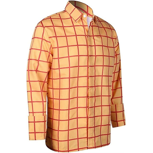 Men's Shirt Yellow Navy Blue Orange Long Sleeve Plaid Turndown Spring &  Fall Party Work Clothing Apparel Button-Down