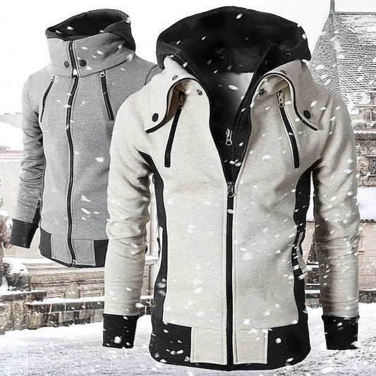 Men's Winter Jacket Winter Coat Outdoor Jacket Sports Outdoor Daily Wear Fall Winter Solid Color Regular off white Dark Gray Grey Jacket