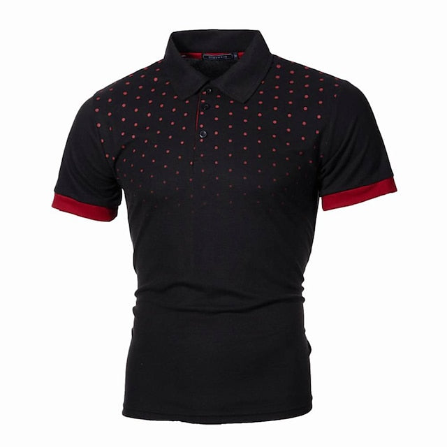 Men's Golf Shirt Polo Outdoor Casual Polo Collar Classic Short Sleeve Basic Classic Gradient Dot Button Front Summer Regular Fit Black / Red White Red Navy Blue Orange Dark Gray Golf Shirt