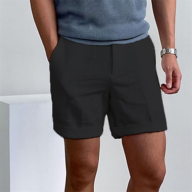 Men's Shorts Linen Shorts Summer Shorts Beach Shorts Zipper Plain Comfort Breathable Short Outdoor Daily Streetwear Linen / Cotton Blend Stylish Casual Black White Inelastic