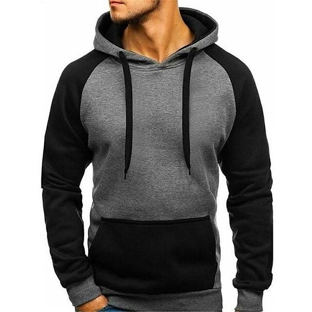 Men's Hoodie Red Gray Hooded Color Block Patchwork Sports & Outdoor Daily Holiday Streetwear Cool Casual Spring &  Fall Clothing Apparel Hoodies Sweatshirts