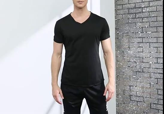 Men's T shirt Tee Tee Plain V Neck Normal Short Sleeve Zipper Clothing Apparel Muscle Esencial