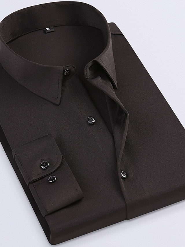 Men's Dress Shirt Black White Yellow Long Sleeve Curve Turndown Spring &  Fall Wedding Clothing Apparel