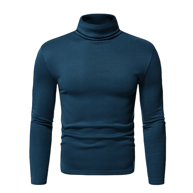 Men's T shirt Tee Turtleneck shirt Long Sleeve Shirt Rolled collar Casual Long Sleeve Clothing Apparel Distressed Essential