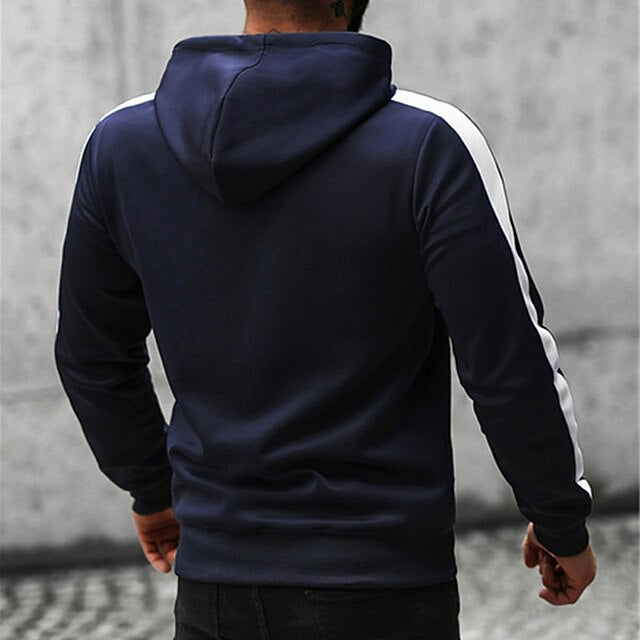 Men's Hoodie Black Navy Blue Green Gray Hooded Color Block Plain Patchwork Sports & Outdoor Daily Holiday Streetwear Cool Casual Spring &  Fall Clothing Apparel Hoodies Sweatshirts