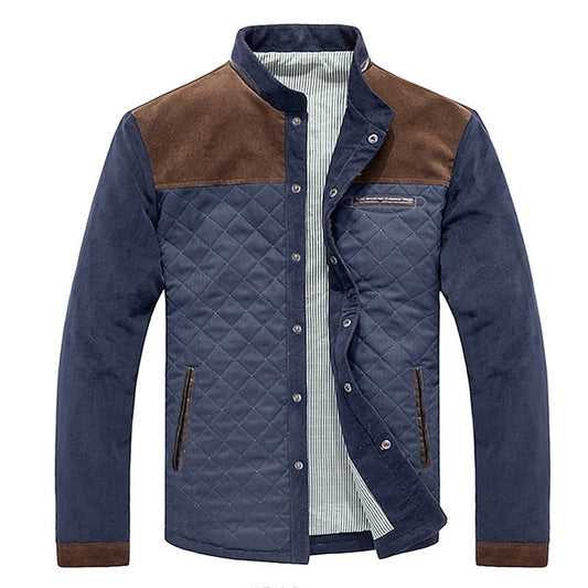 Men's Puffer Jacket Winter Jacket Quilted Jacket Winter Coat Cardigan Windproof Warm Outdoor Camping & Hiking Climbing Patchwork Outerwear Clothing Apparel Coffee blue White gray blue