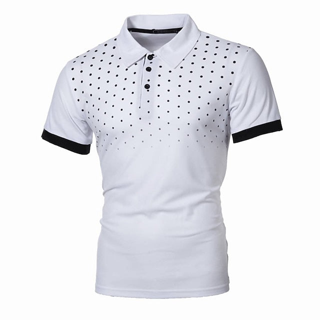 Men's Golf Shirt Polo Outdoor Casual Polo Collar Classic Short Sleeve Basic Classic Gradient Dot Button Front Summer Regular Fit Black / Red White Red Navy Blue Orange Dark Gray Golf Shirt