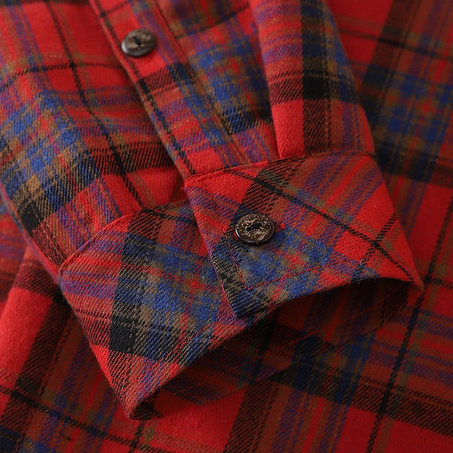 Men's Winter Jacket Shirt Jacket Winter Coat Sherpa jacket Casual Warm Winter Plaid / Check Red Jacket